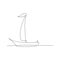 Vector aesthetic sail boat continuous singe one line art drawing concept of fishing and travel