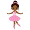 Vector African American Beautiful Ballerina Dancing. Vector Ballerina