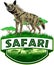 Vector african savannah safari emblem with striped hyena