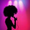 Vector afro american girl singing silhouette