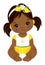 Vector Afro Baby Girl Wearing Yellow Ruffled Dress