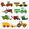 Vector agricultural vehicles harvester machine and combines excavators set different types agricultural harvester