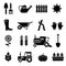 Vector agriculture and farm black icons set