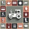 Vector agriculture and farm white icons set