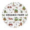 Vector agriculture and organic farm fresh line art icons