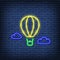 Vector air balloon, aerostat, dirigible neon sign.