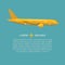 Vector airplane illustration in flat style. Flying jet background. Civil and Cargo aviation poster concept with text.