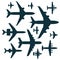 Vector airplane illustration silhouette aircraft transportation travel way design journey speed aviation.