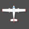 Vector airplane illustration top view and aircraft transportation travel way design journey object.