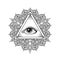 Vector All seeing eye pyramid symbol. Tattoo design. Vintage han