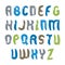 Vector alphabet capital letters set, hand-drawn colorful script, bright drop caps drawn with paint brush, acrylic brush style