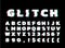 Vector Alphabet font design distorted glitch font. Trendy style lettering typeface. Green and red channels.