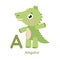 Vector alphabet letter A alligator illustration