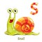 Vector alphabet letter S. Snail