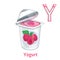 Vector alphabet letter Y. Yogurt