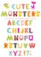 Vector alphabet with letters in the form of cute cartoon monster