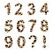 Vector alphabet numbers, trendy leopard pattern
