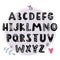 Vector alphabet scandinavian style. Kids poster with hand drawn letters, abc.