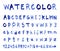 Vector alphabet with watercolor font