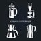 Vector alternative coffee brewing illustrations set. Hand sketched different coffee makers. Cafe,restaurant menu design.