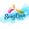 Vector amazing songkran festival with water gun