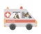 Vector ambulance with cute animals inside.