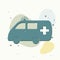 Vector ambulance icon on multicolored background