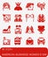 Vector American Business Womens Day icon set