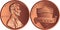 Vector American money gold coin one cent, penny