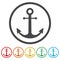 Vector anchor icon, Ship anchor or boat anchor flat icon, 6 Colors Included