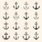 Vector Anchors. Anchor Silhouette Icon Set. Black and White Anchor with Outline. Anchor Design Template Collection