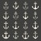 Vector Anchors. Anchor Silhouette Icon Set. Black and White Anchor with Outline. Anchor Design Template Collection