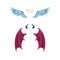 Vector angel and daemon wings set. Leathery wings of devil and angel fiends flying wide open with halo and horns and