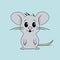 Vector animated gray rat on a blue background