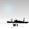 Vector antarctica background with penguin and science ship