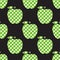 Vector Apple green checkered abstract. Seamless pattern tile isolated on black background.