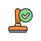 Vector approved stamp, accepted flat color line icon.