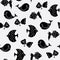 Vector aquatic black and white fishes seamless pattern background