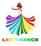vector art of a beautiful dancing lady with colourful dress