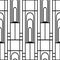 Vector art deco architectural vertical geometric grid design with tall arches, squares, rectangles. Black and white