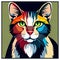 A Vector art of multicolored cat
