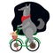 Vector art nature wolf animals bicycle fairy tale red cap