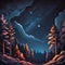 Vector Art of Night Forest. Nocturnal Forest in Vector Illustration.