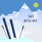 Vector art ski resort with mountain and skis