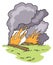 Vector Art Wild Fire Burning Logs Heavy Smoke