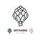 Vector Artichoke icon Vegetables logo. Thin line art design