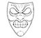 Vector Artistic Drawing Illustration of Angry Aggressive Comedy Mask