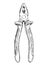 Vector Artistic Drawing Illustration of Combination Pliers Isolated