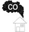 Vector Artistic Drawing Illustration of Smoke Coming from House Chimney, Carbon Monoxide or CO Air Pollution Concept