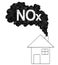 Vector Artistic Drawing Illustration of Smoke Coming from House Chimney, Nitrogen Oxides or NOx Air Pollution Concept